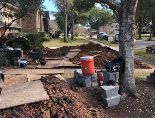 AAA Foundation Service excavation and pipe work at a Houston job site