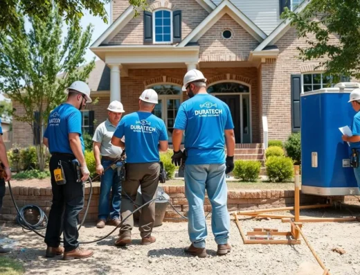 Duratech Texas foundation repair team working on a residential foundation in Houston
