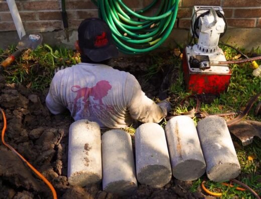 Underpinning piering system installed by Leon Foundation Repair in Houston