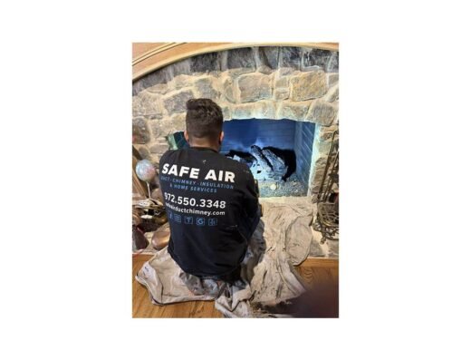 Fireplace and chimney cleaned by SafeAir Duct & Chimney in Dallas, TX