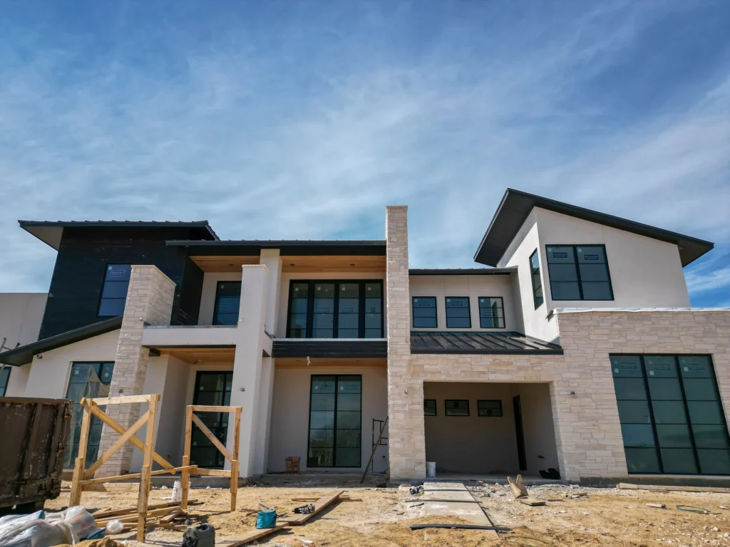 Stone and Brick Designs completed stone, brick, and stucco modern residence
