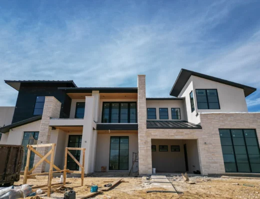 Stone and Brick Designs completed stone, brick, and stucco modern residence